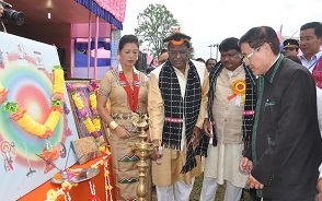 The Governor of Arunachal Pradesh Shri V. Shanmuganathan lighting the inaugural lamp on the 5th  indigenous Youth Festival at Tezu, Lohit District on 4th November 2016.